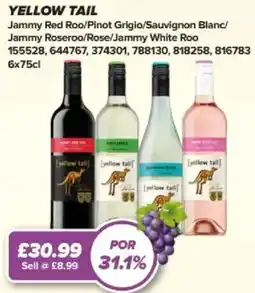 Bestway YELLOW TAIL Jammy Red Roo/Pinot Grigio/Sauvignon Blanc/ Jammy Roseroo/Rose/Jammy White Roo offer