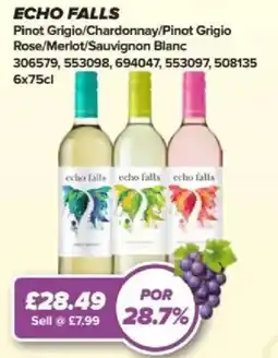 Bestway ECHO FALLS Pinot Grigio/Chardonnay/Pinot Grigio Rose/Merlot/Sauvignon Blanc offer