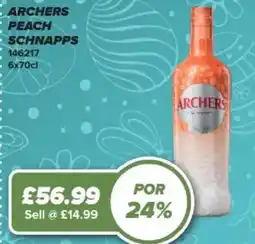 Bestway Archers peach schnapps offer