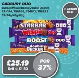 Bestway CADBURY DUO Starbar/Wispa/Boost/Double Decker offer