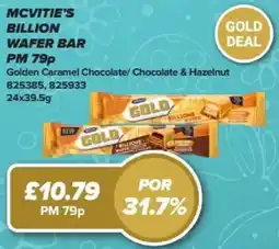 Bestway MCVITIE'S Billion wafer bar Golden Caramel Chocolate/ Chocolate & Hazelnut offer