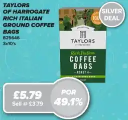 Bestway Taylors of harrogate rich italian ground coffee bags offer