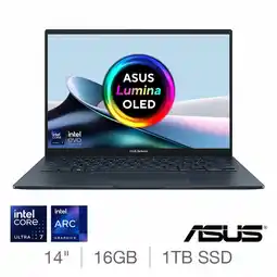 Costco ASUS Zenbook, Intel Core Ulta 7, 16GB RAM, 1TB SSD, 14 Inch OLED Laptop, UX3405CA-QL192W offer
