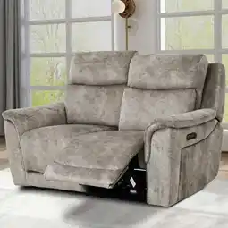 Costco Oscar Grey Fabric Power Reclining 2 Seater Sofa with Power Headrest offer