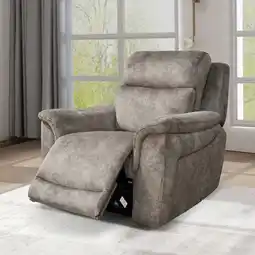 Costco Oscar Grey Fabric Power Reclining Armchair with Power Headrest offer