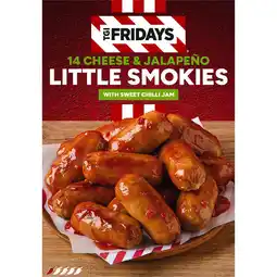 Iceland TGI Fridays 4 Cheese & Jalapeño Little Smokies with Sweet Chilli Jam 650g offer