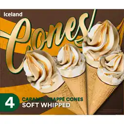 Iceland Iceland 4 Soft Whipped Caramel Frappé Cones 304g offer