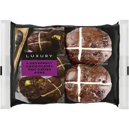 Iceland Iceland Luxury 4 Extremely Chocolatey Hot Cross Buns offer