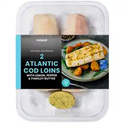 Iceland Iceland 2 Atlantic Cod Loins with Lemon, Pepper & Parsley Butter 280g offer