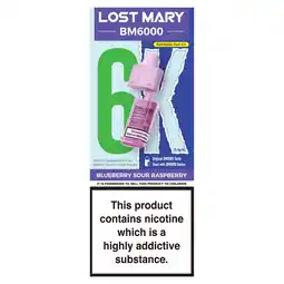 Iceland Lost Mary BM6000 Blueberry Sour Raspberry Refillable Pod Kit 20mg/ml offer