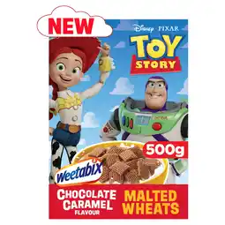 Iceland Weetabix Disney Pixar Toy Story Chocolate Caramel Flavour Malted Wheats 500g offer