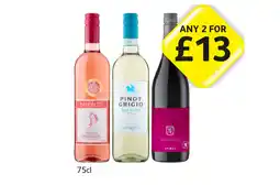 Londis Barefoot White Zinfandel, Caparelli Pinot Grigio, McGuigan Shiraz offer
