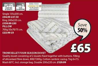 JYSK Tronfjellet Four Season Duvet offer