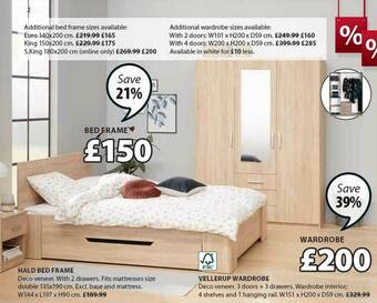 JYSK Hald Bed Frame, Vellerup Wardrobe offer