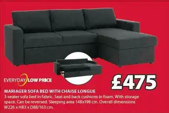 JYSK Mariager Sofa Bed With Chaise Longue offer