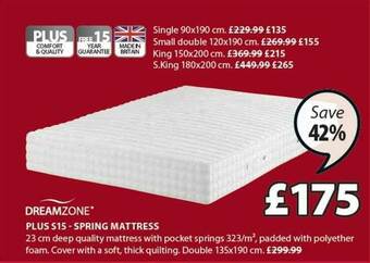 JYSK Plus S15 Spring Mattress offer
