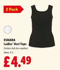 Lidl ESMARA Ladies’ Vest Tops offer