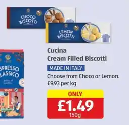Aldi Cucina Cream Filled Biscotti offer