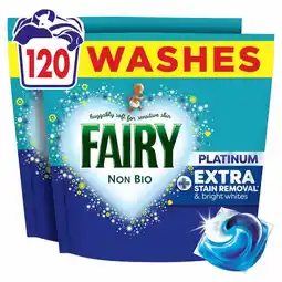 Costco Fairy Non Bio Platinum Laundry Pods + Extra Stain Removal, 120 Wash offer