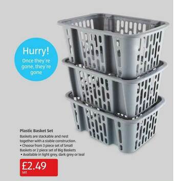 Aldi Plastic Basket Set offer