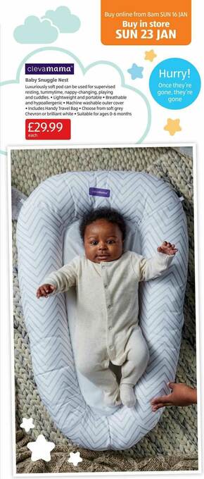 Aldi Clevamama Baby Snuggle Nest offer