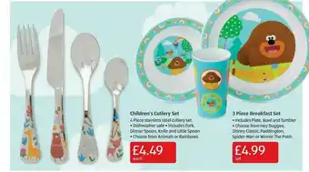 Aldi Children's Cutlery Set Or 3 Piece Breakfast Set offer