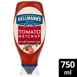 Iceland Hellmann's Squeeze Bottle Tomato Ketchup Condiment 750 ml offer