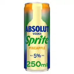 Iceland Absolute Vodka & Sprite Pineapple 250ml Pre-Mixed Can offer