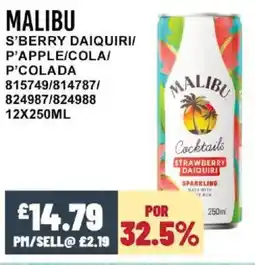 Bestway MALIBU S'berry daiquiri/ p'apple/cola/ p'colada offer