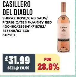 Bestway CASILLERO DEL DIABLO Shiraz rose/cab sauv/ p'grigio/temp/jammy red offer