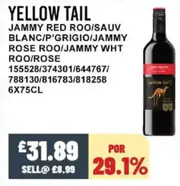Bestway YELLOW TAIL Jammy red roo/sauv blanc/p'grigio/jammy rose roo/jammy wht roo/rose offer