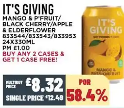 Bestway IT'S GIVING Mango & p'fruit/ black cherry/apple & elderflower offer