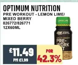 Bestway OPTIMUM NUTRITION Pre workout - lemon lime/ mixed berry offer