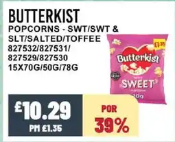 Bestway BUTTERKIST Popcorns - swt/swt & slt/salted/toffee offer