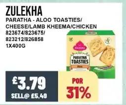 Bestway ZULEKHA Paratha - aloo toasties/ cheese/lamb kheema/chicken offer