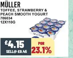 Bestway MÜLLER Toffee, strawberry & peach smooth yogurt offer