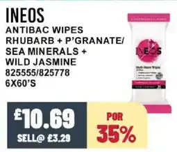 Bestway INEOS Antibac wipes rhubarb + p'granate/ sea minerals + wild jasmine offer