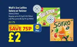 Lidl Wall's Ice Lollies Solero or Twister offer