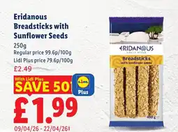 Lidl Eridanous Breadsticks with Sunflower Seeds offer