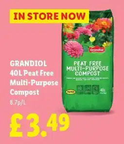Lidl GRANDIOL 40L Peat Free Multi-Purpose Compost offer