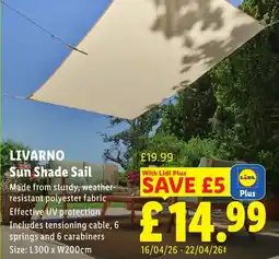 Lidl LIVARNO Sun Shade Sail offer