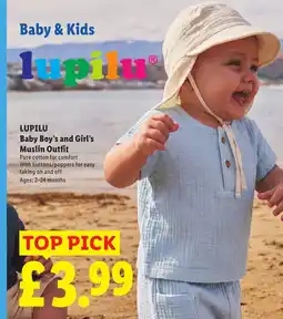 Lidl LUPILU Baby Boy's and Girl's Muslin Outfit offer