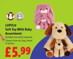 Lidl LUPILU Soft Toy With Baby Assortment offer
