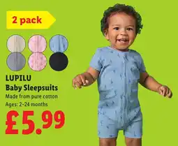 Lidl LUPILU Baby Sleepsuits offer