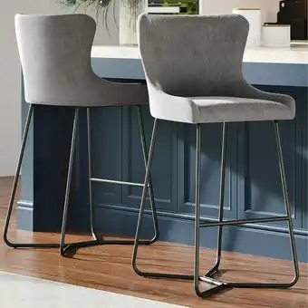Costco Gala Grey Velvet Quilted Bar Stool, 2 Pack offer