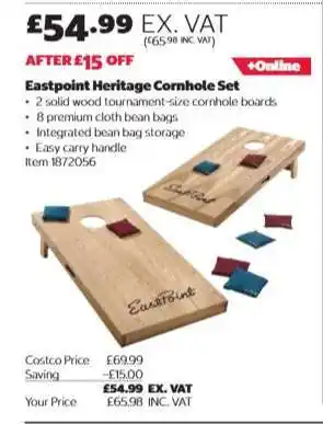 Costco Eastpoint Heritage Cornhole Set offer