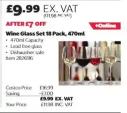 Costco Wine Glass Set 18 Pack, 470ml offer