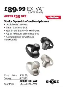 Costco Shokz Opendots One Headphones offer