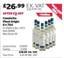 Costco Canaletto Pinot Grigio 6 x 75cl offer