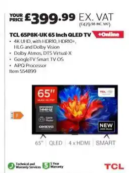 Costco TCL 65P8K-UK 65 Inch QLED TV offer